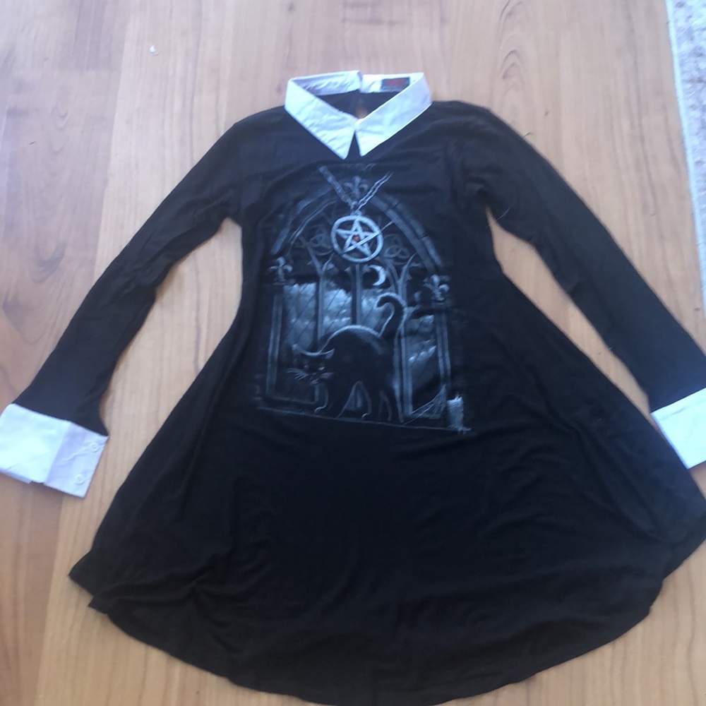 Spiral Direct Wednesday Cat Pentagram dress S fit flare nwot new never worn